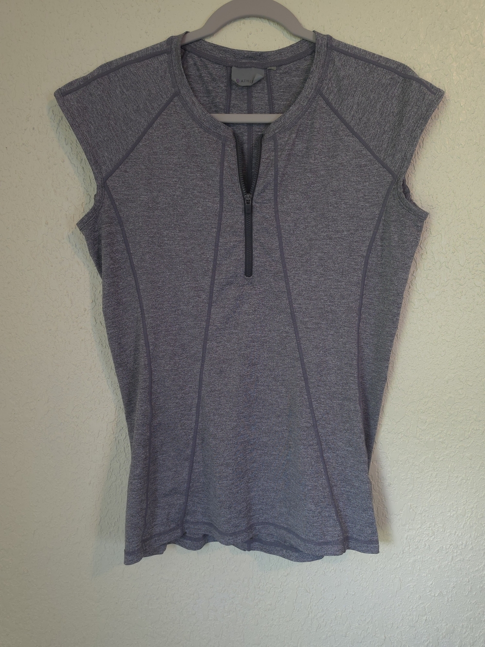 Athleta Heather Gray Zip-Front Performance Tank
